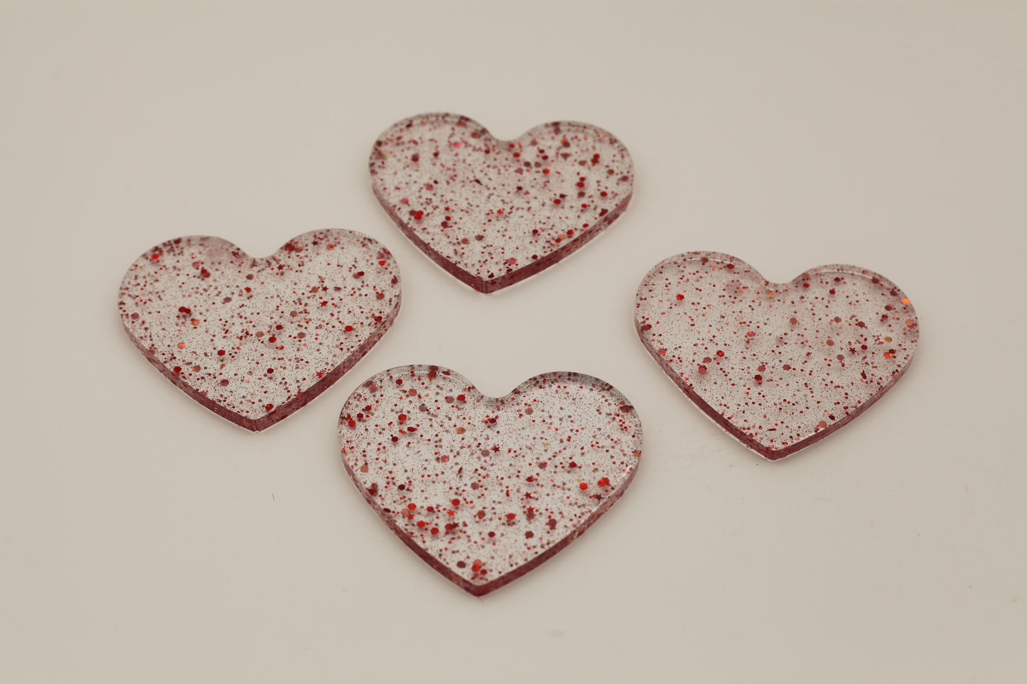 Heartfelt Sparkle – Resin Heart-Shaped Coaster Set (4)