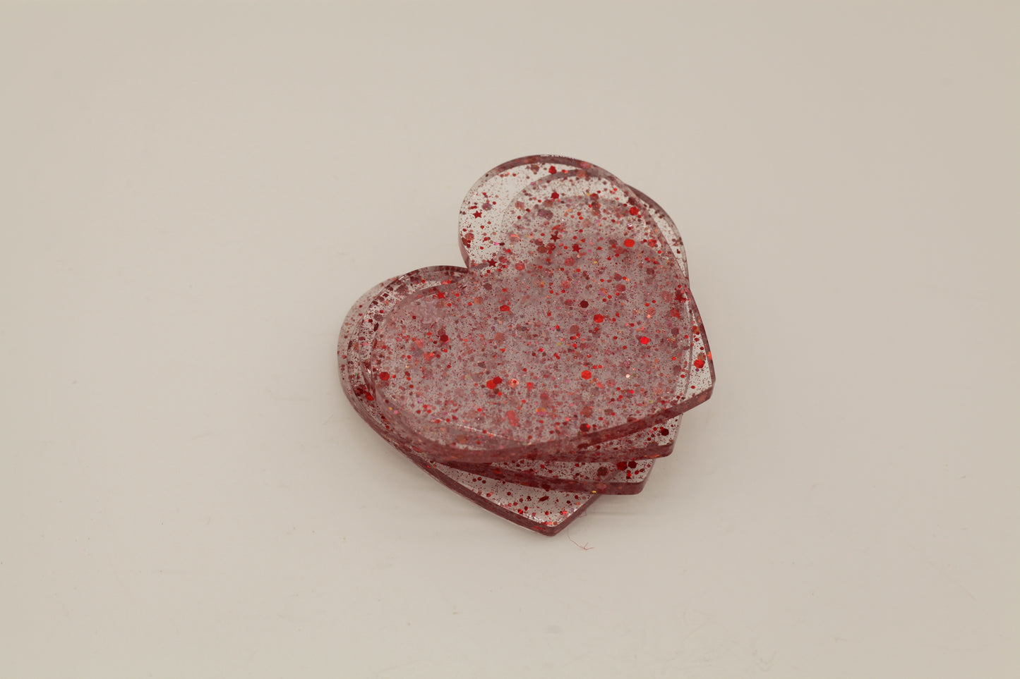 Heartfelt Sparkle – Resin Heart-Shaped Coaster Set (4)