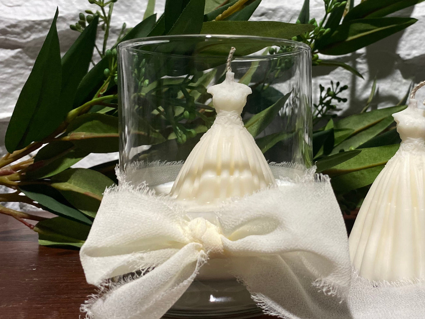 Love’s Glow – Unscented Bridal Gown Candle in Keepsake Glass Jar