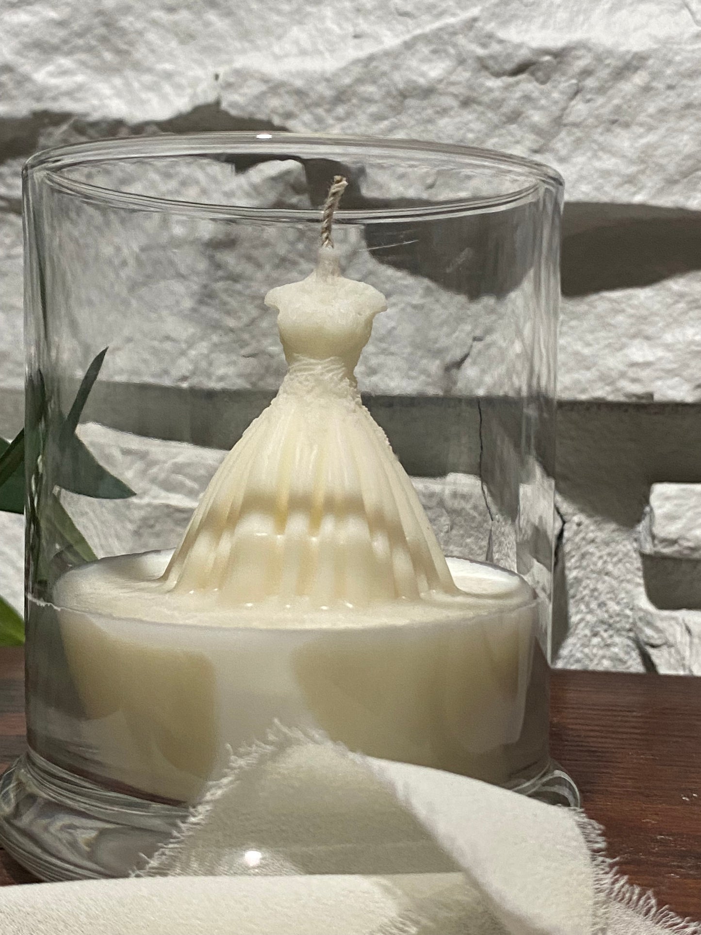 Love’s Glow – Unscented Bridal Gown Candle in Keepsake Glass Jar