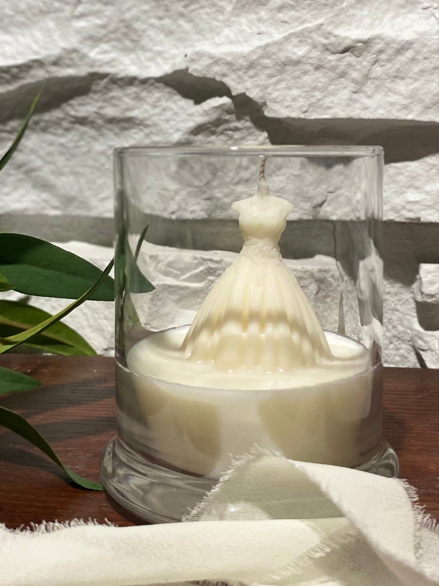 Love’s Glow – Unscented Bridal Gown Candle in Keepsake Glass Jar
