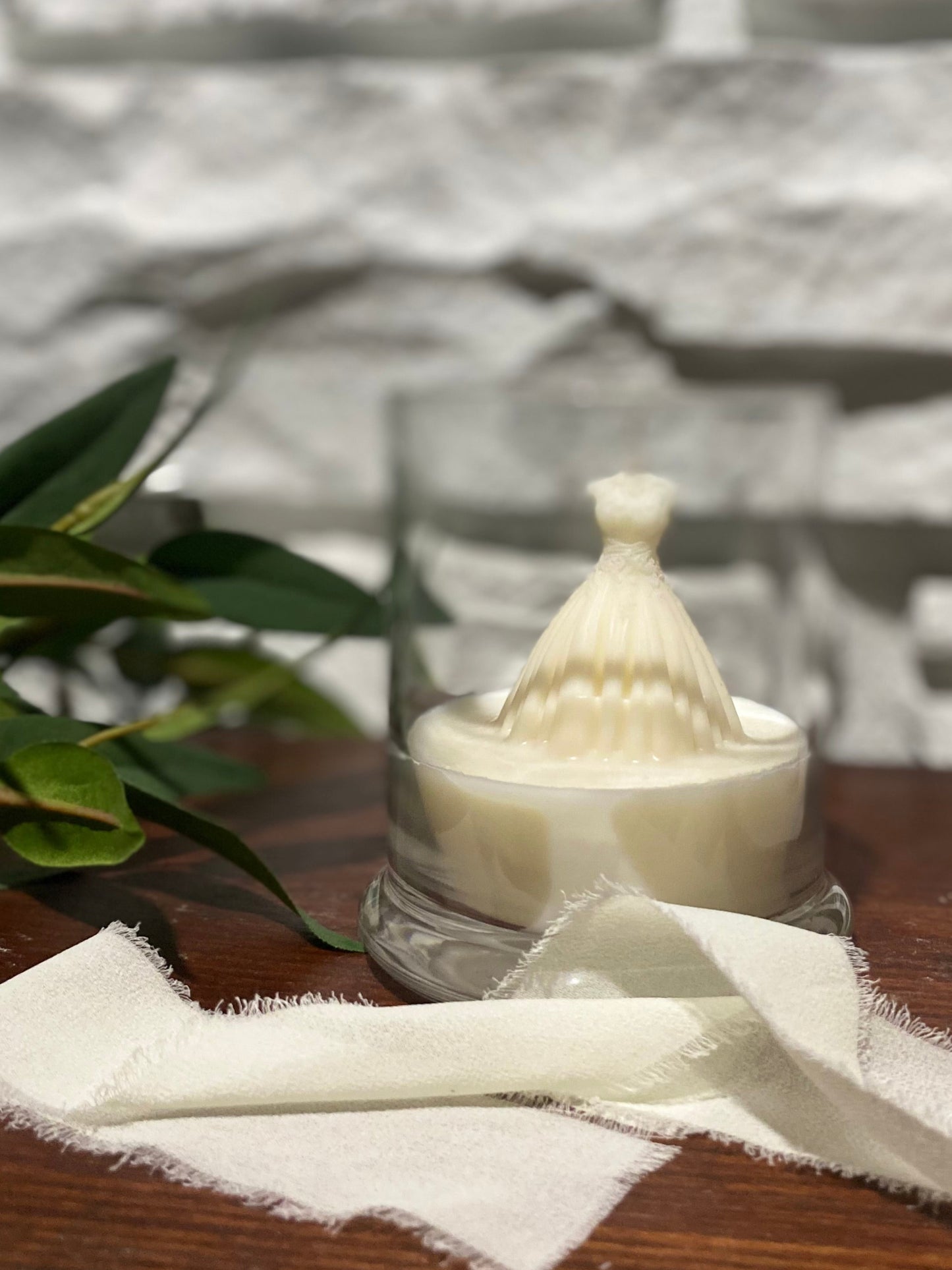Love’s Glow – Unscented Bridal Gown Candle in Keepsake Glass Jar