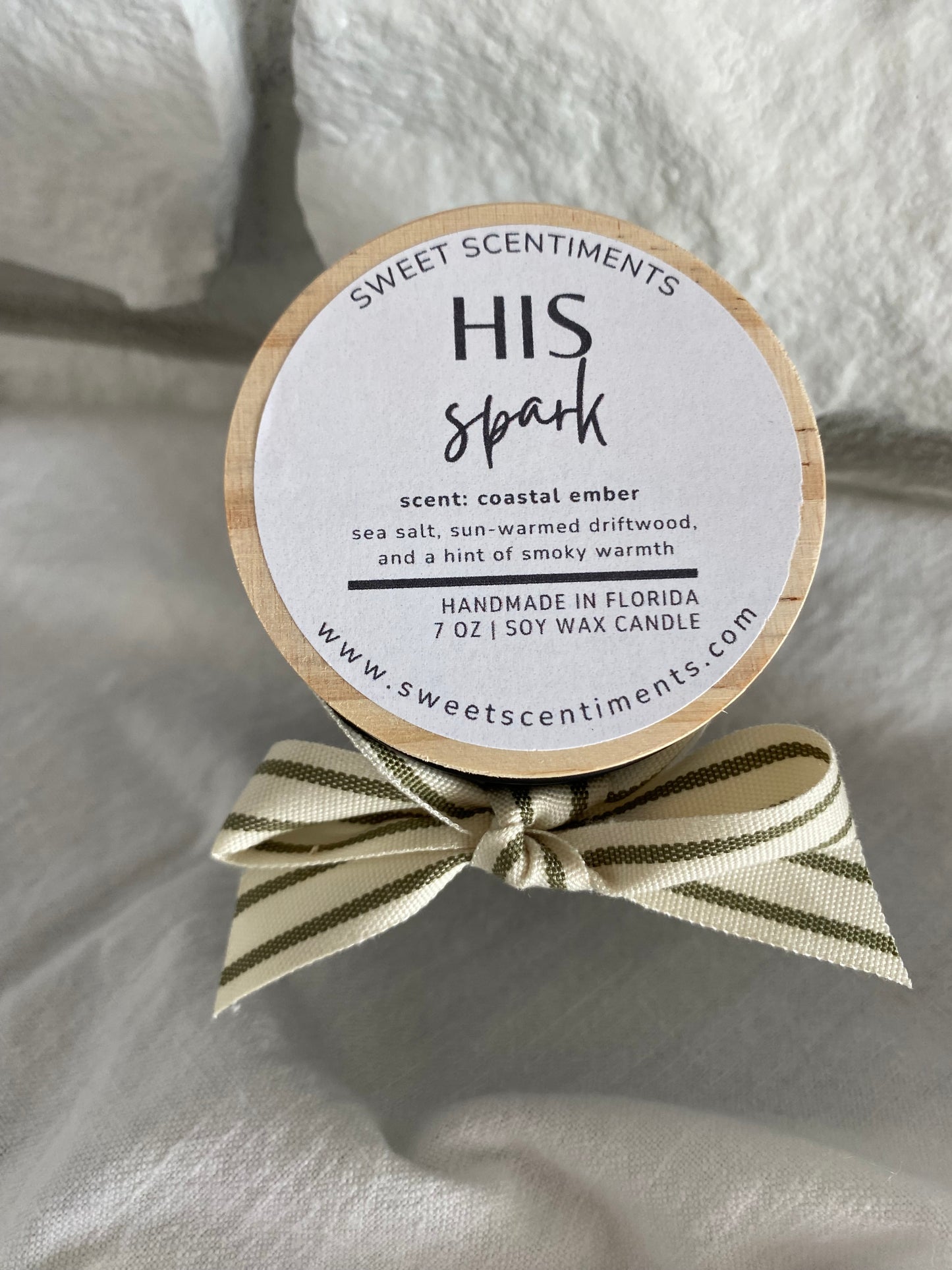 His Spark – Coastal Ember Scented Soy Wax Candle