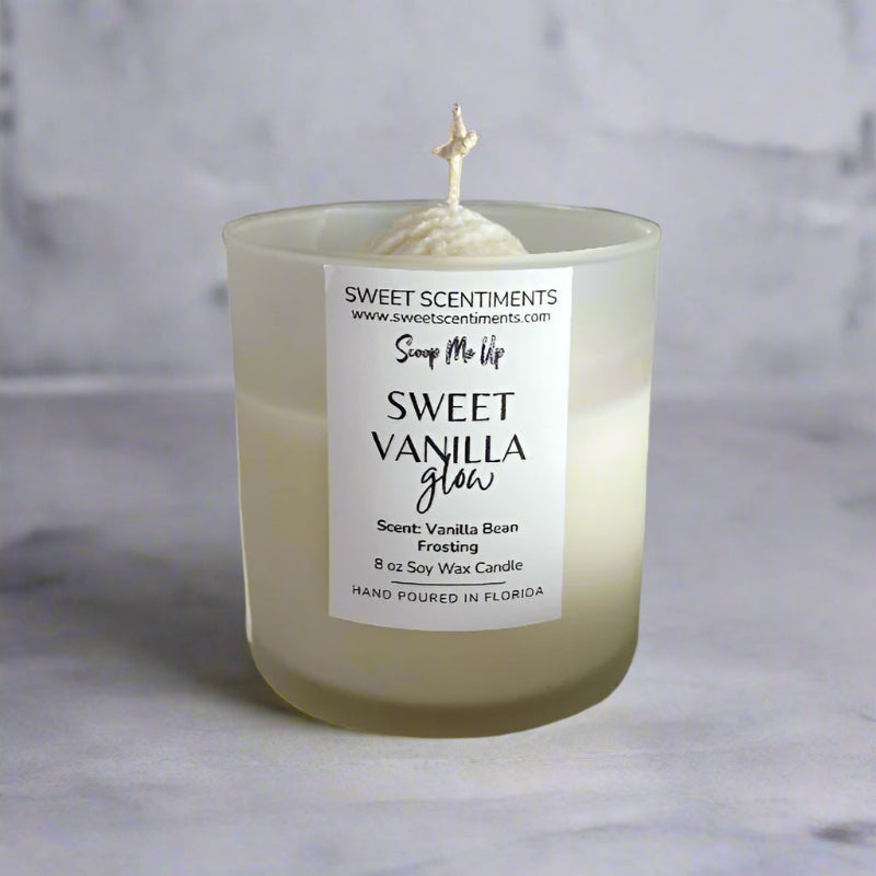 Sweet Vanilla Glow – Vanilla Bean Scented Candle – Scoop Me Up™