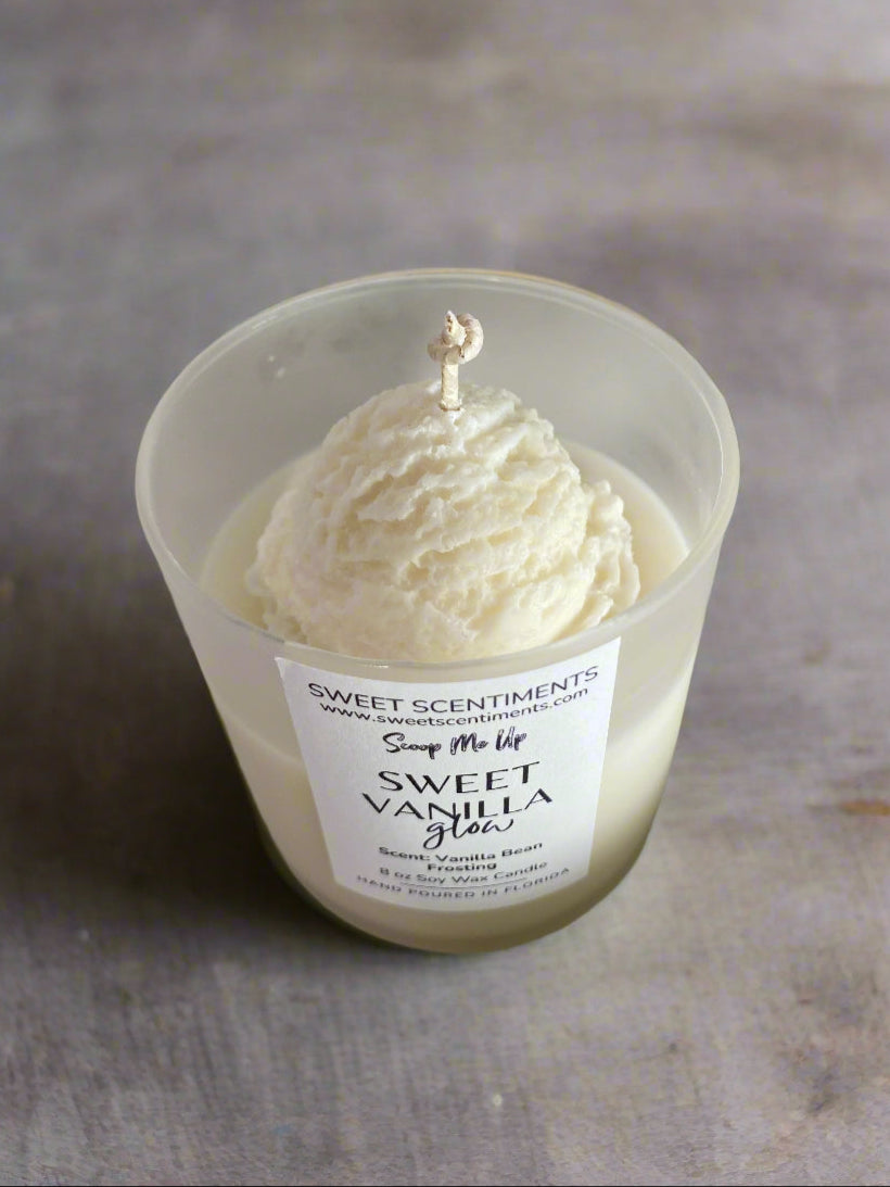 Sweet Vanilla Glow – Vanilla Bean Scented Candle – Scoop Me Up™