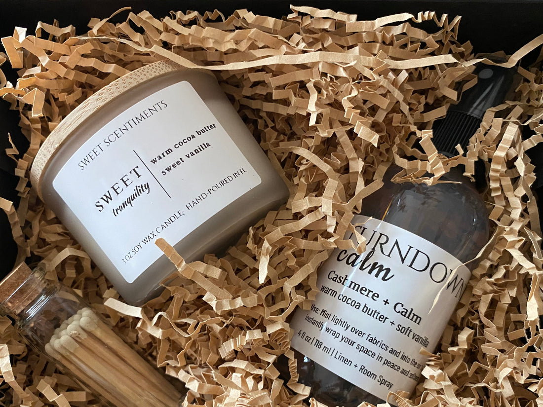 Sweet Scentiments handcrafted candle gift set for real estate closing