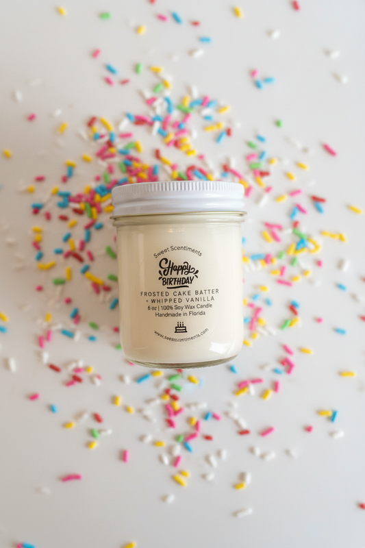 Frosted Cake Batter + Whipped Vanilla Birthday Celebration Soy Wax Candle