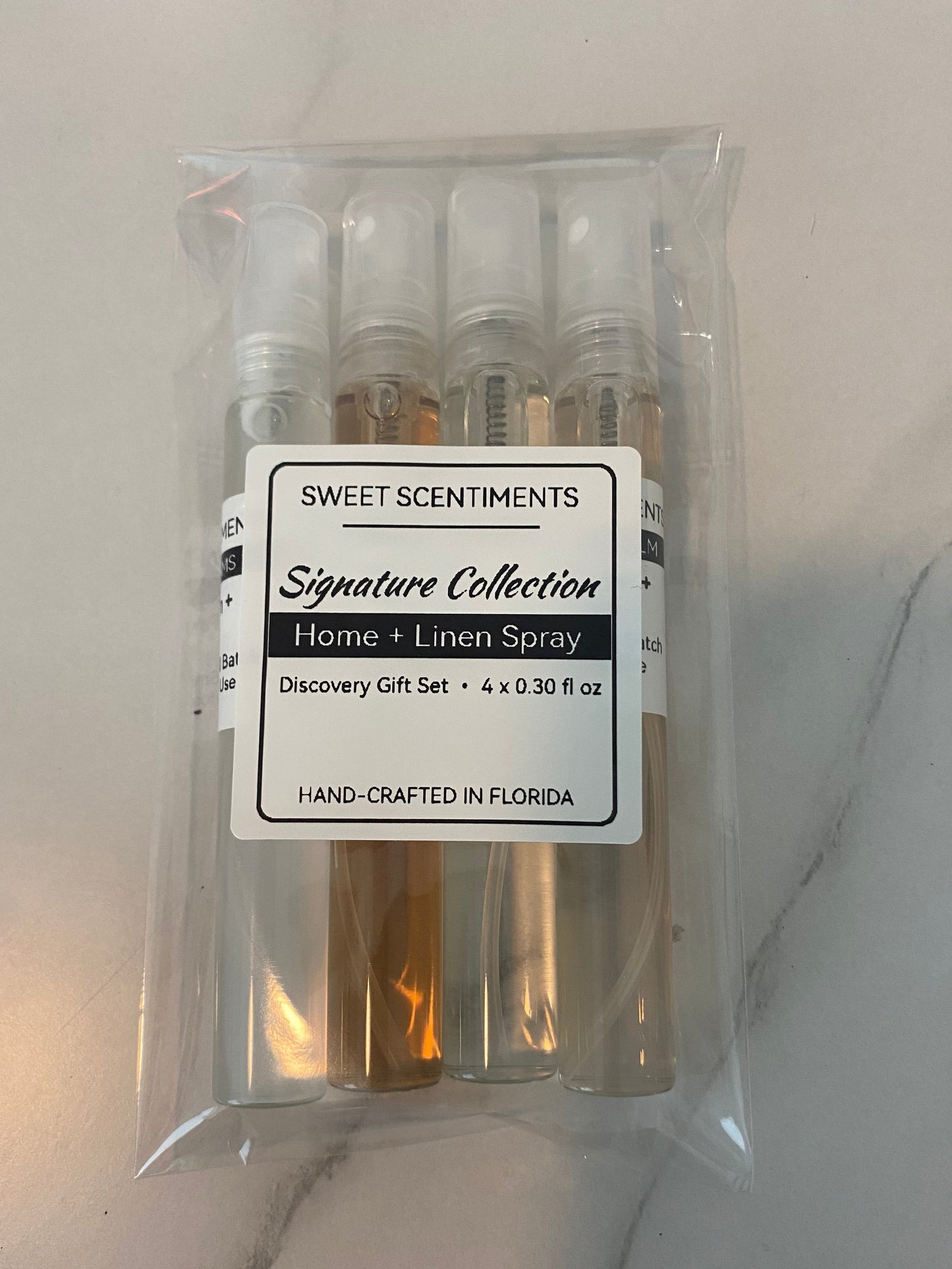 Signature Home + Linen Spray Discovery Gift Set (4 x 0.30 fl oz glass bottles) | The Bestseller Collection