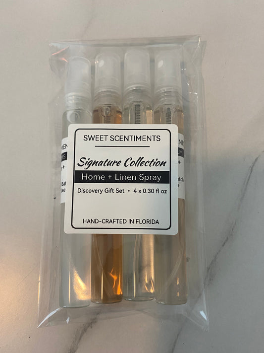 Signature Home + Linen Spray Discovery Gift Set (4 x 0.30 fl oz glass bottles) | The Bestseller Collection