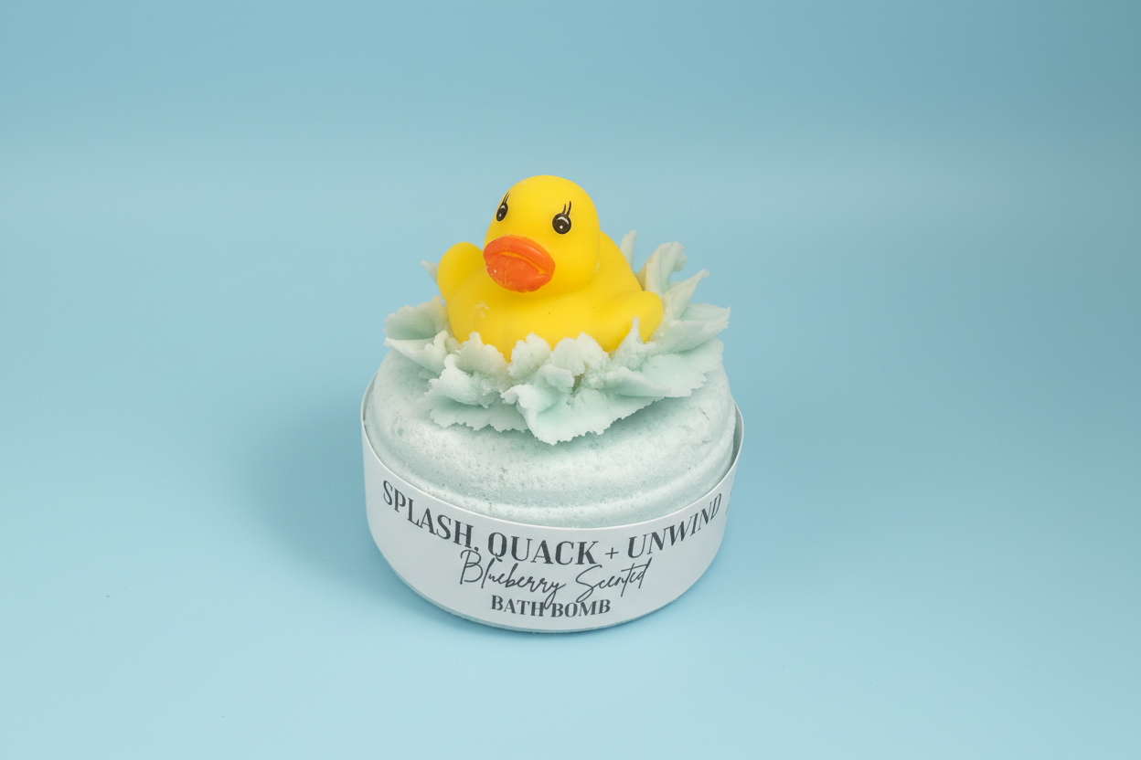 Splash, Quack + Unwind™ | Blueberry Bubbles | Rubber Ducky Bath Bomb