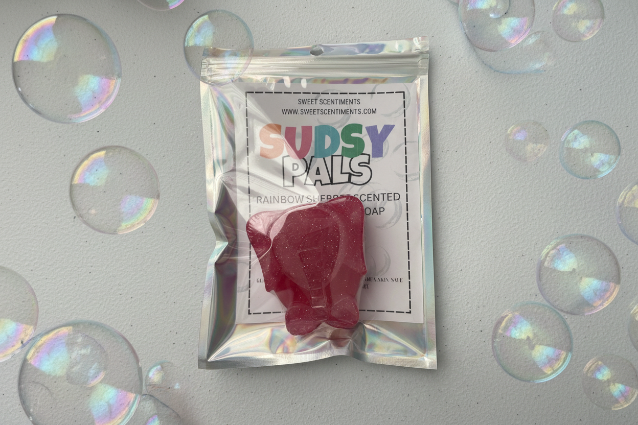 Sudsy Pals™ | Rainbow Sherbet-Scented | Animal-Shaped Soap