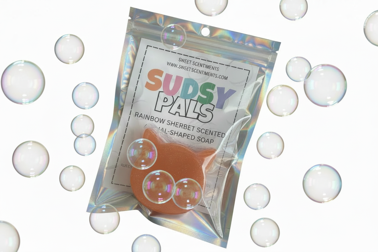 Sudsy Pals™ | Rainbow Sherbet-Scented | Animal-Shaped Soap