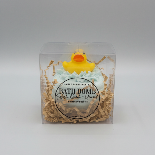 Splash, Quack + Unwind™ | Blueberry Bubbles | Rubber Ducky Bath Bomb