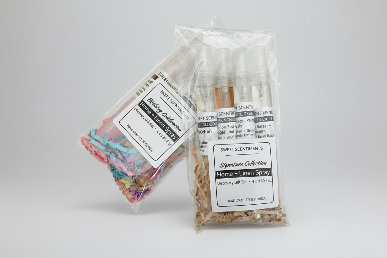 Birthday Celebration Room + Linen Spray Discovery Gift Set (4 x 0.30 fl oz glass bottles)