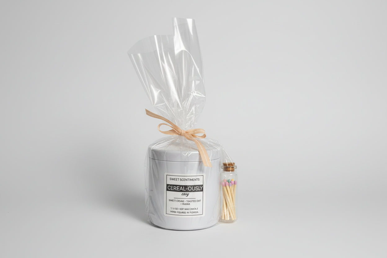 Cereal-ously Cozy | Soy Wax Candle with Pastel Mix-Tipped Matches in Glass Vial