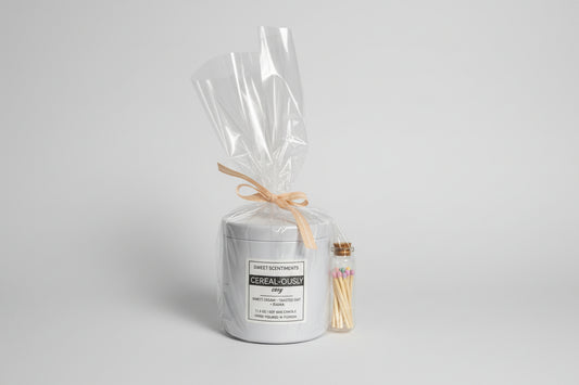 Cereal-ously Cozy | Soy Wax Candle with Pastel Mix-Tipped Matches in Glass Vial