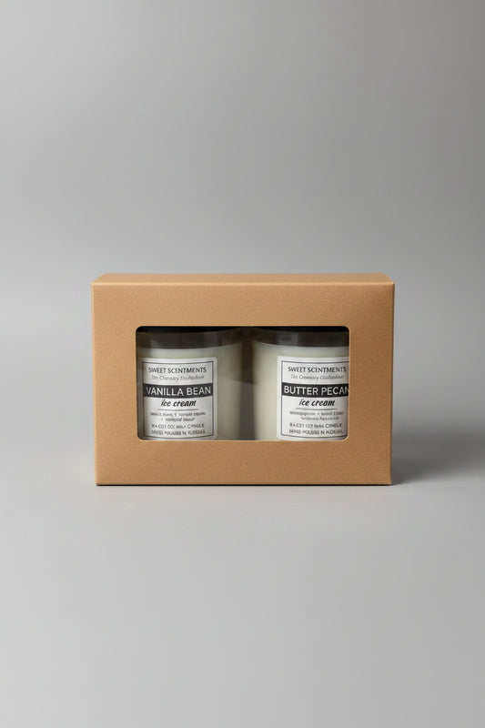 The Creamery Collection | 2-Candle Gift Set | Vanilla Bean Ice Cream + Butter Pecan