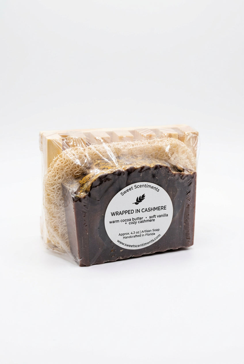 Wrapped in Cashmere | Signature Cocoa Butter + Cashmere Soap + Care Set