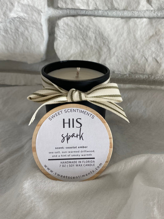 His Spark – Coastal Ember Scented Soy Wax Candle