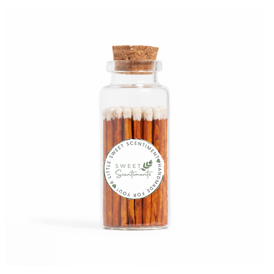 Scentimental Spark™ | Cozy Glow™ – Cream + Cinnamon Matches – Medium Glass Jar
