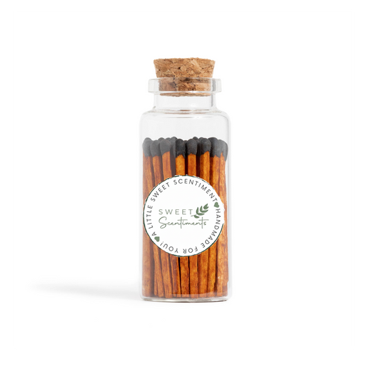 Scentimental Spark™ | Midnight Ember – Cinnamon Black Matches – Medium Glass Jar
