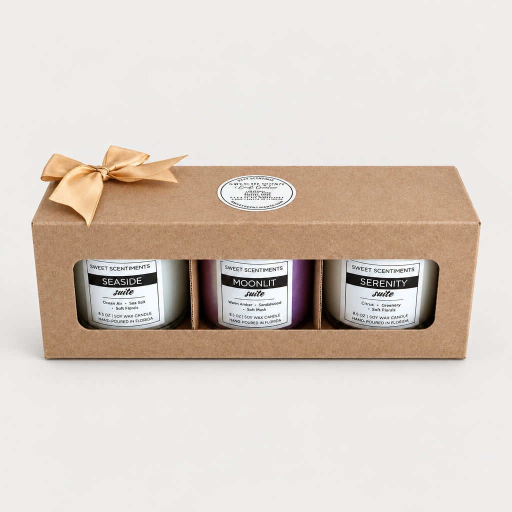 Aura gift set with a soft gray backdrop