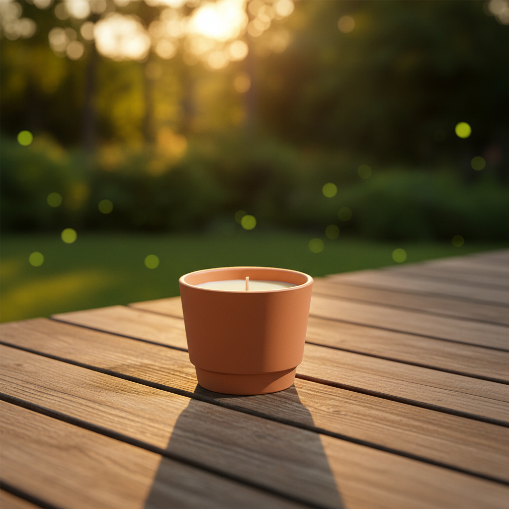 Firefly Flicker Citronella Candle outdoor evening setting