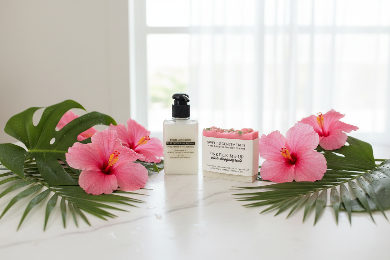 Self Care Hibiscus with Products